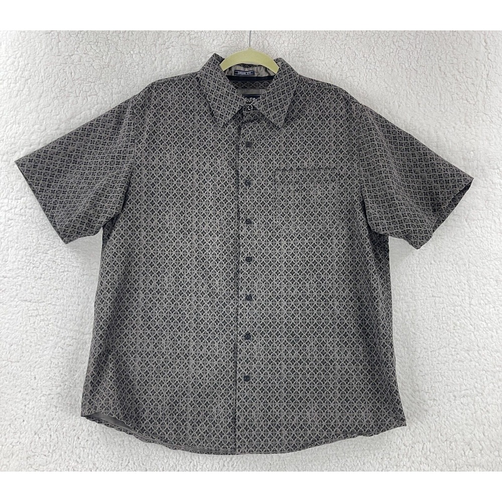Toes On The Nose Button-Up Shirt Mens Large Brown Geo Print Dream Fit Casual‎